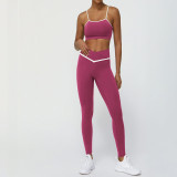 Barely There Feel and Cross-Waist Leggings Color-Block Yoga Set