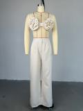 Sweet & Fresh Strapless Crop Top with High-Waisted Straight-Leg Pants Two-Piece Set