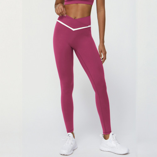 Sculpting Color-Block Cross V-Waist Leggings Yoga pants