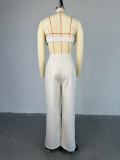 Sweet & Fresh Strapless Crop Top with High-Waisted Straight-Leg Pants Two-Piece Set