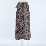 Chic Leopard Print Midi Skirt with Side Slit