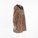 ihoov Leopard Print Long Sleeve Dress