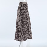 Chic Leopard Print Midi Skirt with Side Slit