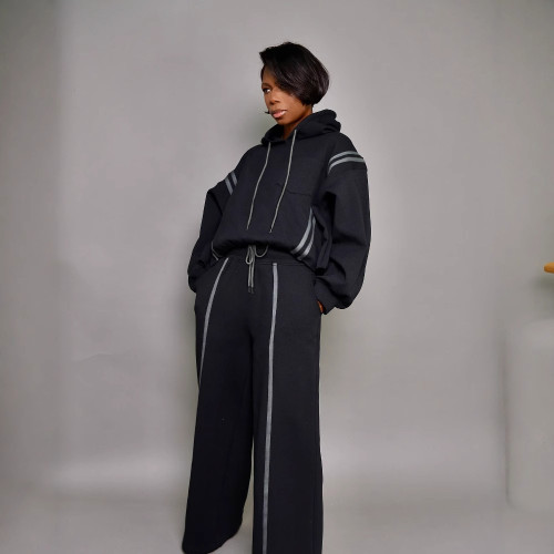 Oversized Hooded Sweatshirt and Pants Set with Pockets