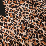 ihoov Leopard Print Long Sleeve Dress