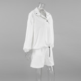 2025 Spring Lantern Sleeve Polo Shirt and Shorts Set