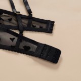 Velvet Heart-Shaped Mesh Lingerie Set