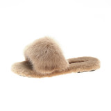 keeping warm home exposed toes plush slippers women