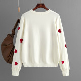 Heart Pattern Pullover Knit Sweater for Women