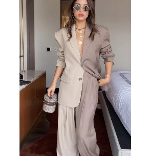 Fashionable Two-Tone Casual Suit Set