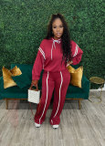 Ribbon Patchwork Hooded Hoodies Pants Two-Piece Tracksuit
