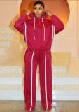 Ribbon Patchwork Hooded Hoodies Pants Two-Piece Tracksuit