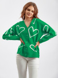 Heart Patterned Short Cardigan Sweater for Women
