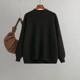 Solid Color High Neck Knitted Sweater for Women