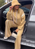 Ribbon Patchwork Hooded Hoodies Pants Two-Piece Tracksuit