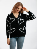 Heart Patterned Short Cardigan Sweater for Women
