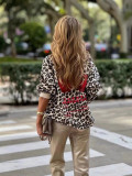 Casual Oversized Leopard Print Crew Neck Long Sleeve Sweatshirt