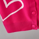 Heart Patterned Short Cardigan Sweater for Women