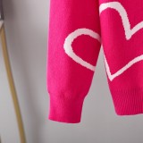 Heart Patterned Short Cardigan Sweater for Women