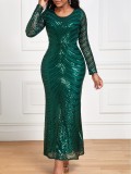 legant Long Sequin Evening Dress