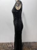 High-Profile Sequin Evening Gown