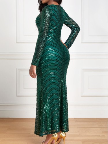 legant Long Sequin Evening Dress