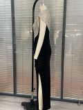 Sequin Evening Gown with High Slit and Mermaid Tail Design