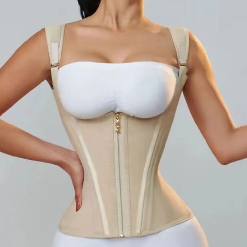 Latex Waist Trainer with 15 Bones Zipper and Buckle Body Shaping Vest