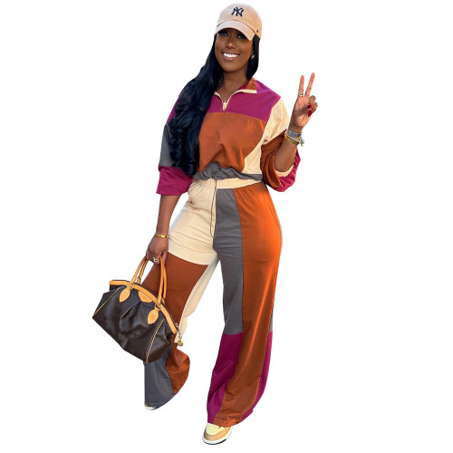 Color-Block Waist-Cinching Two-Piece Set