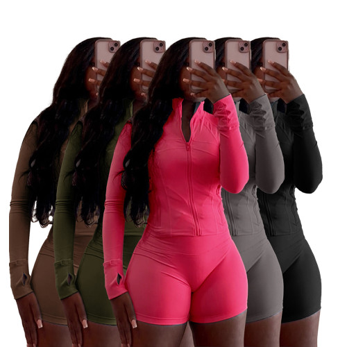 Fitted Long Sleeve & Shorts Set