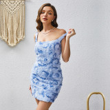 Sexy 3D Rose Floral Tie Dress