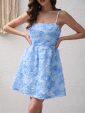 3D Rose Embroidered Sweetheart Cami Tie Dress