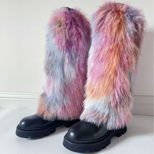 Faux Fur High-Top Leg Warmers for Women