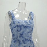 Sexy 3D Rose Floral Tie Dress