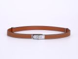 Adjustable Leather Waist Belt with Locking Buckle for Women