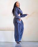 Wide-Leg Loose-Fit Denim Two-Piece Set