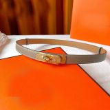 Adjustable Leather Waist Belt with Locking Buckle for Women