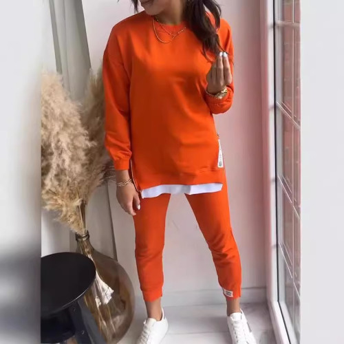 Color-Block Faux Two-Piece Hoodie and Jogger Set