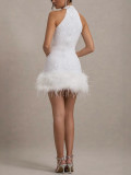 Sequins Sleeveless Bodycon Shimmer Plush Dress