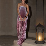 Trendy Gradient Strapless Pleated Dress