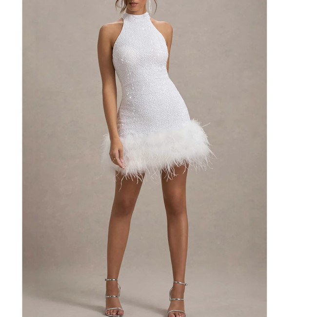 Sequins Sleeveless Bodycon Shimmer Plush Dress