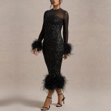 Long Sleeve Sequin Bodycon Party Dress