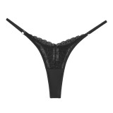 Lace Trim Multicolor Cotton Low-Rise Thong