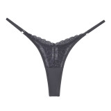 Lace Trim Multicolor Cotton Low-Rise Thong