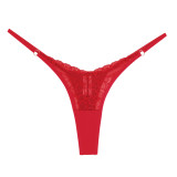 Lace Trim Multicolor Cotton Low-Rise Thong