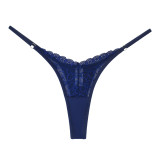 Lace Trim Multicolor Cotton Low-Rise Thong