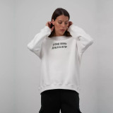 Minimalist Letter Print Design Classic Crew Neck Sweatshirt
