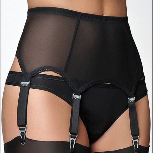 Sheer Lace Garter Belt with Adjustable Metal Clasps