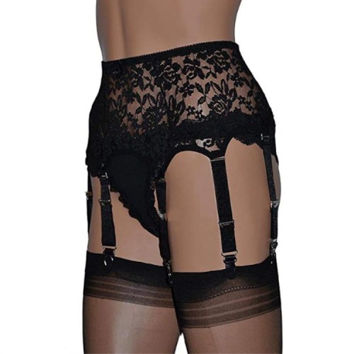 Lace Garter Belt with Adjustable Metal Clasps