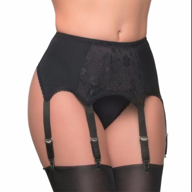 Lace-Trimmed Plus Size 6-Claw Garter Belt